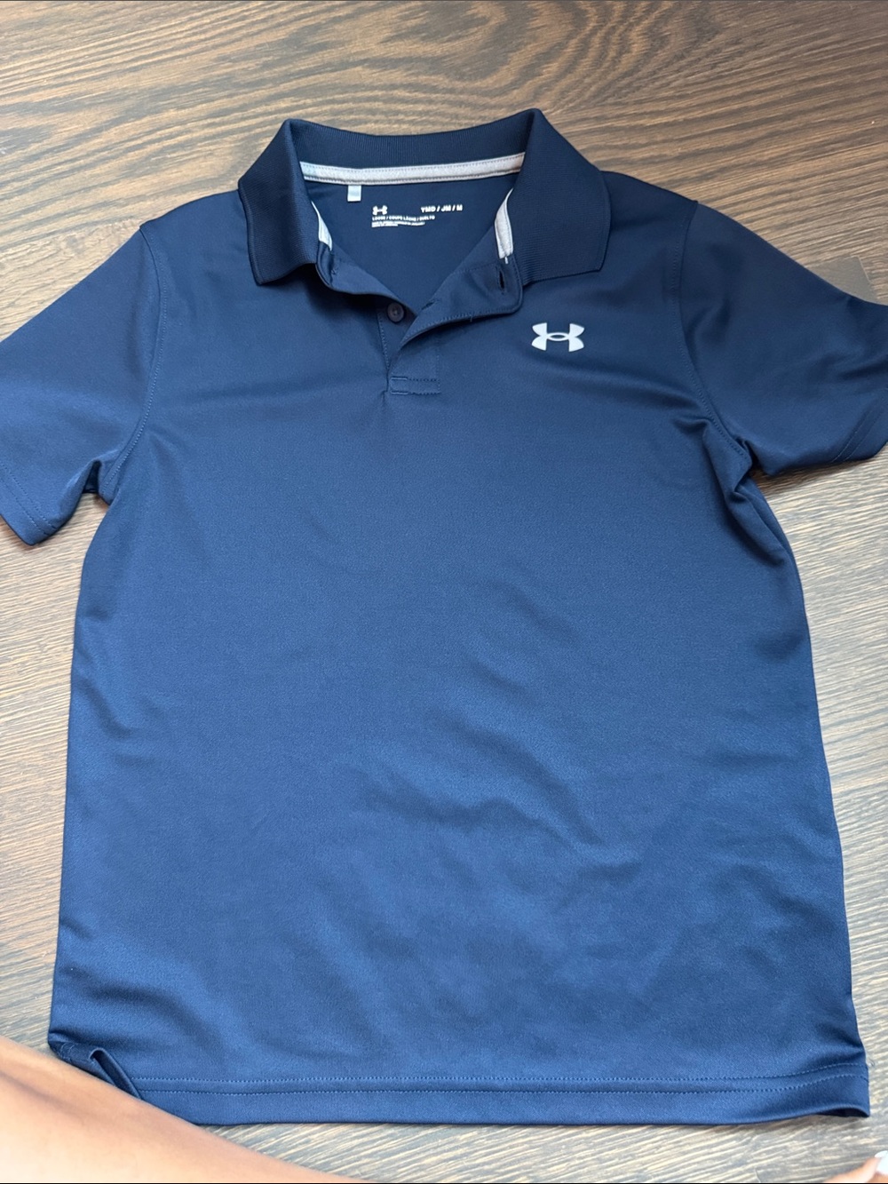 Under Armour Boys Navy Polo with White Logo